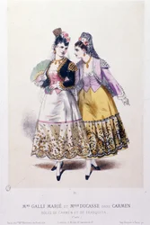 Kostüme von Marie Galli (Carmen) und Fräulein Ducasse (Frasquita) in Carmen von Georges Bizet